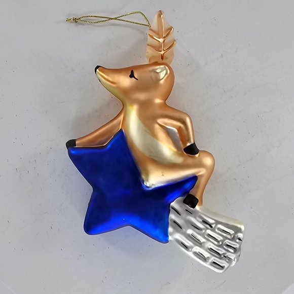 Pottery Barn Reindeer Comet Ornament Blown Glass Christmas - Picture 7 of 8